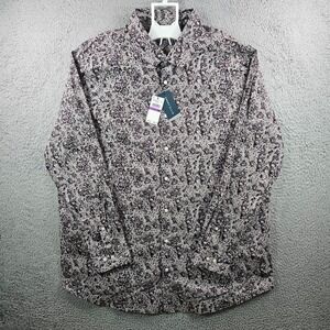 $99 NEW Perry Ellis Dress Shirt Men‎ 2X Stretch Long Sleeve Floral Maroon Red